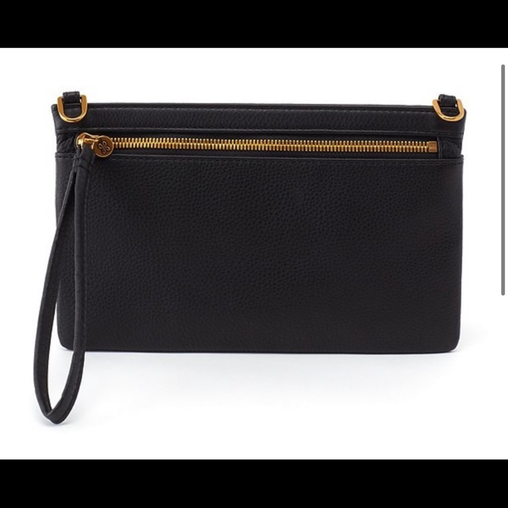 HOBO Black Wristlet with Gold Accents
